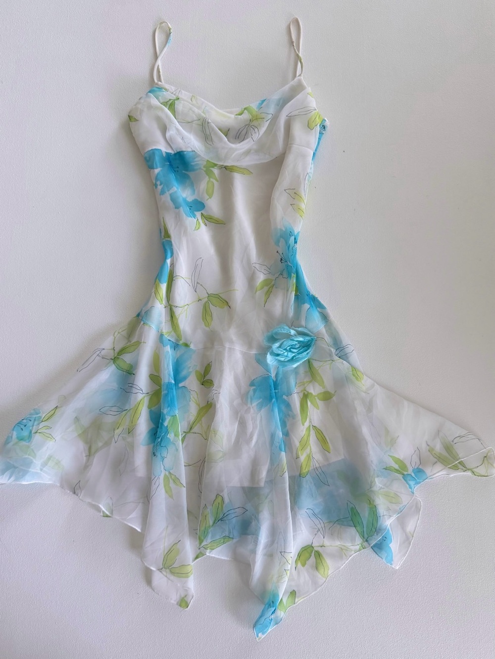 Vintage 90s Floral Handkerchief Hem Mini Dress
